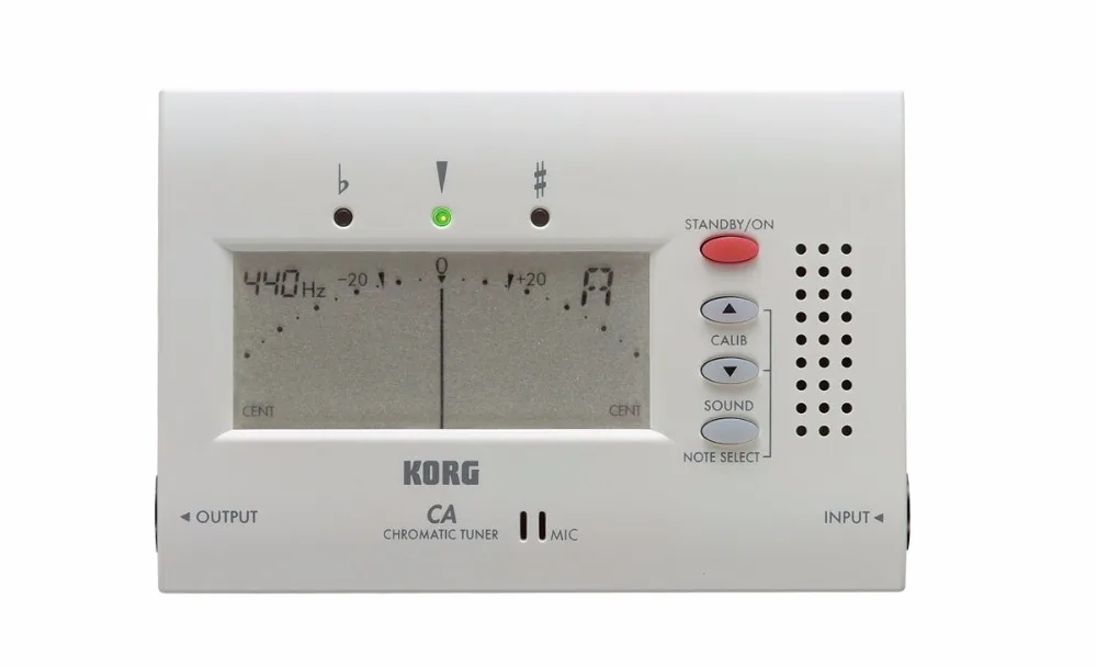 Электронный хроматический тюнер Korg CA-40 с большим дисплеем используется для ветра