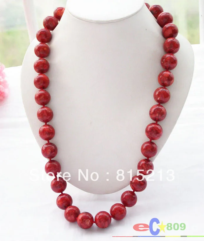 FREE SHIPPING>>>@@ > N71 Huge 18" 18mm nature round red coral bead necklace