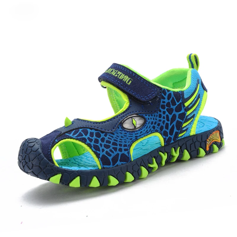 Детская летняя обувь 3D Динозавры модные сандалии для мальчиков с вырезами нескользящая обувь для мальчиков пляжная обувь для детей мальчиков