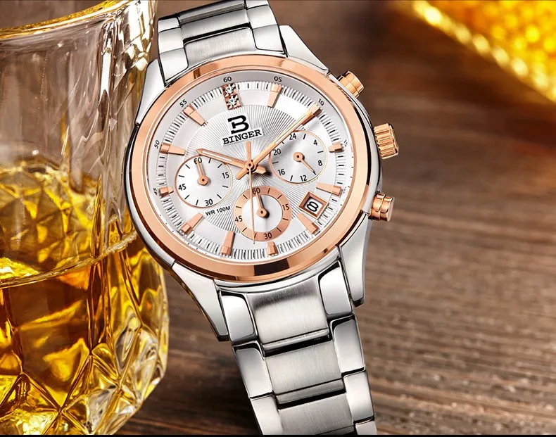 Fashion New 2015 Men gold watches  and women lovers table military Chronograph sports watch men's quartz stainless steel