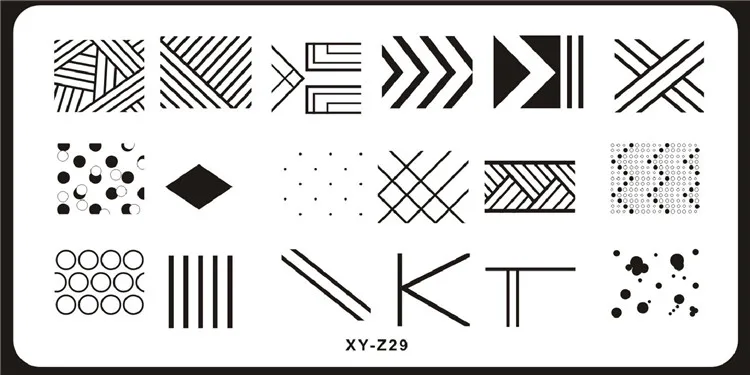 Шаблон геометрии ногтей шаблоны XY-Z серии прямоугольник художественный штамп с изображением для ногтей штамповки пластины 6*12 см - Цвет: 29