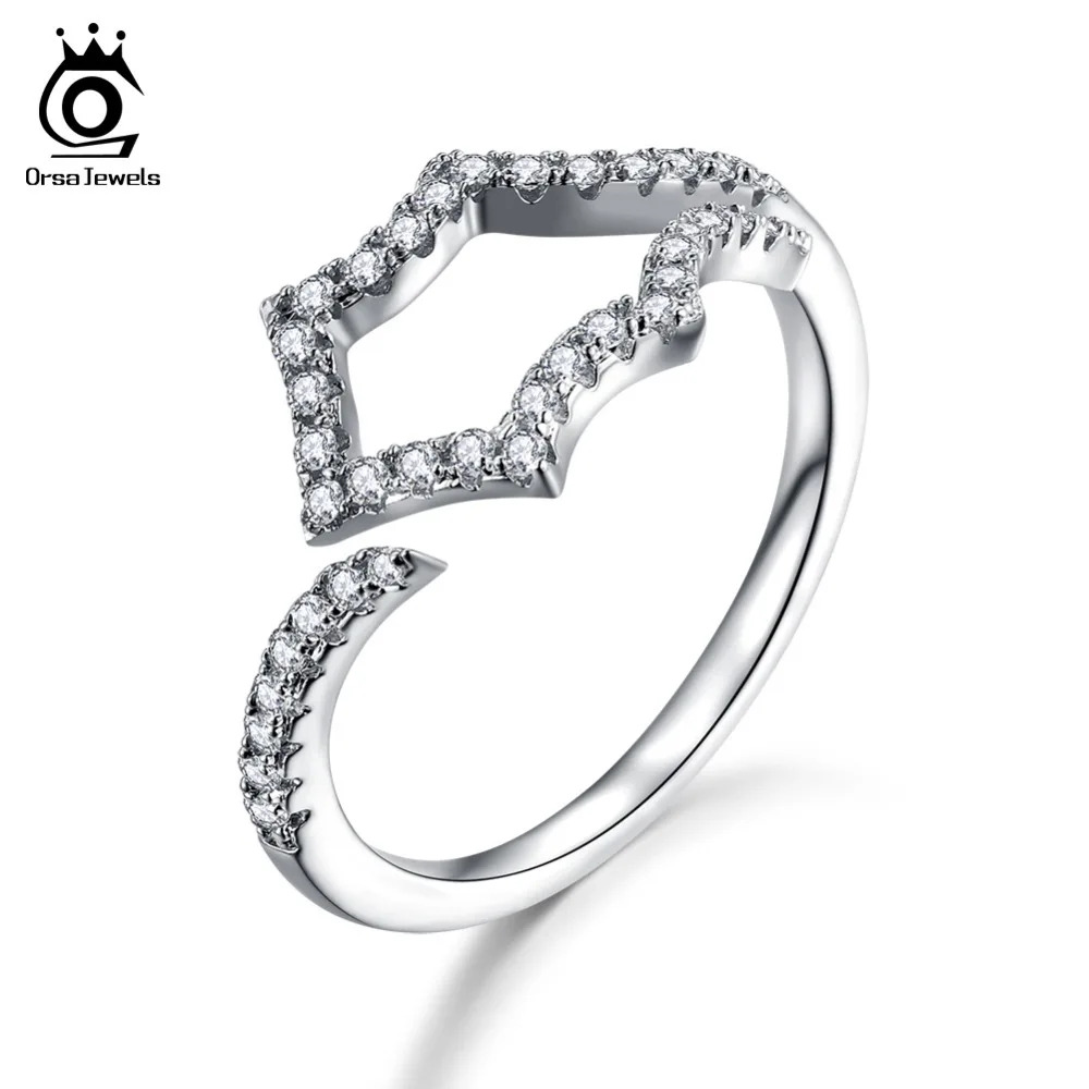 

ORSA JEWELS Rings For Women Original Cobweb Shape AAA Dazzling Gold-color Silver Color Adjustable Ring Girl Party Jewelry OR162