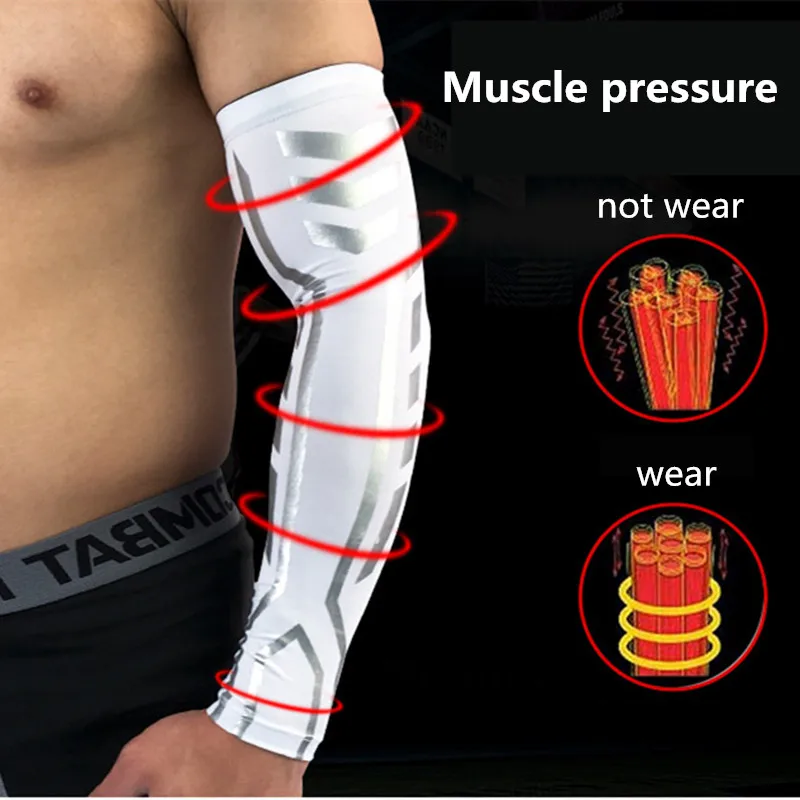 Compression Sleeve Cycling Basketball Arm Sleeve Cover Mangas Sports Running Arm Warmer UV Protection Elbow Pad Fitness Guards