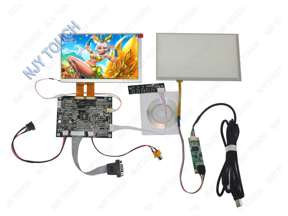 

Free shipping 7 inch AT070TN82 LCD Screen 800x480 With KYV N2 V2 Controller Board+Touch Panel USB Kit