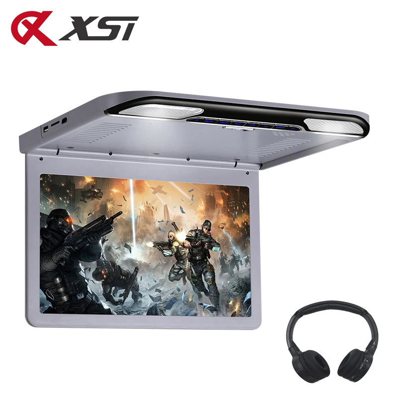 

XST 13.3 Inch Car Ceiling Roof Mount Monitor MP5 Player 1920x1080 Flip Down HD Screen WIth USB/SD/HDMI/IR/FM Transmitter/Speaker