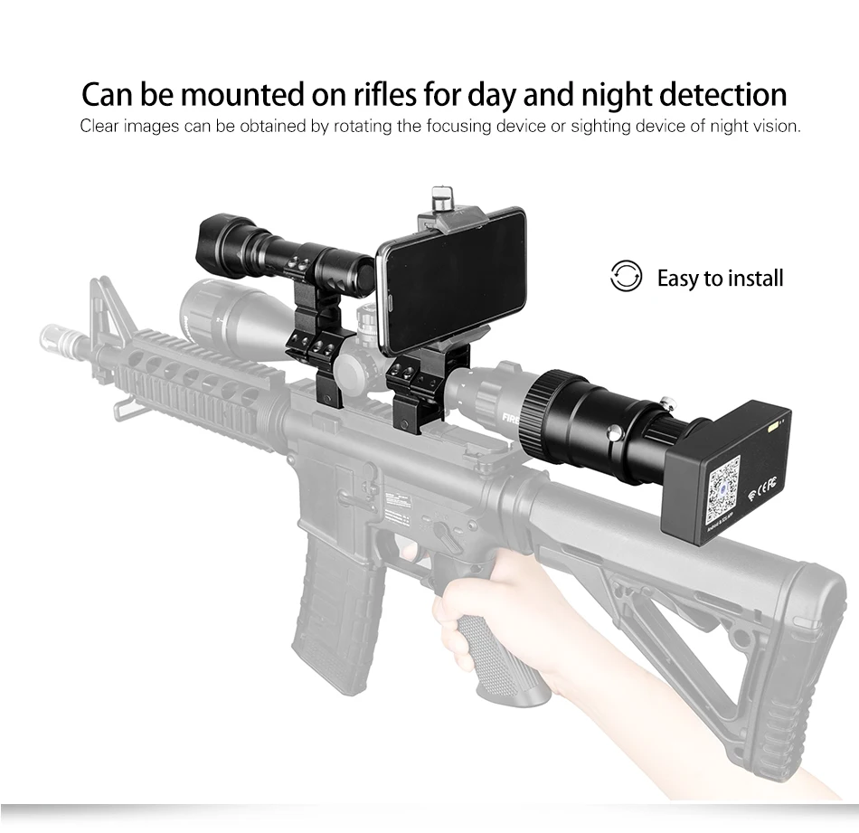 Беспроводной ночного видения Открытый Оптический прицел Тактический Цифровой Инфракрасный с подключением телефона фонарик прицел охота