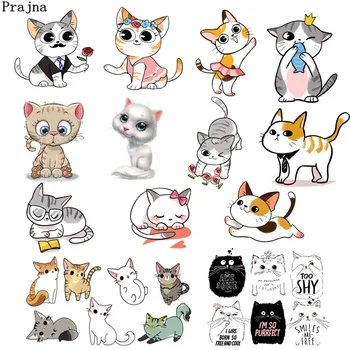

Prajna Cat In Love Iron on Patch Courtship Rose Cats Heat Transfer Vinyl Sticker Cute Iron On Patch For Kid Clothing DIY T-Shirt