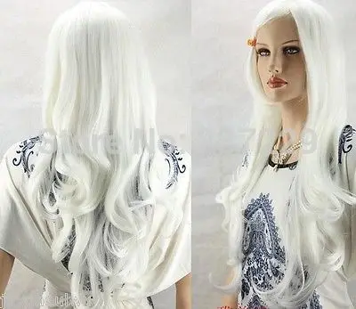 Wholesale price FREE p&ampP*****New Cosplay Wig Cos white long Wavy |