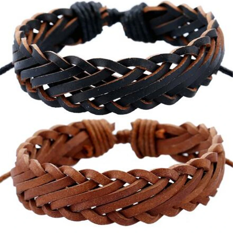 

Punk Bracelets & Bangles mens leather bracelets 2018 Pulseira Masculina Jewelry Charm Pulseiras