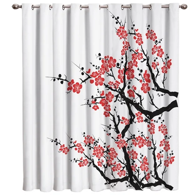 Японские шторы классический Азиатский стиль живописи искусство ветвей цветов и летающих птиц узор гостиной спальни - Цвет: LEX02895