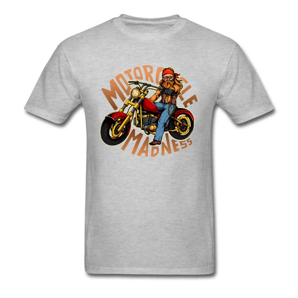 Motorcycle Madness 100% Cotton Adult Short Sleeve Tops T Shirt Design Summer Autumn T-Shirt Slim Fit Crewneck Clothing Shirt Motorcycle Madness grey