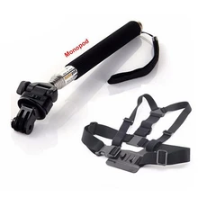 Free Shipping!! Accessories Set 3 in 1 Chest Strap / Monopod for GITUP GoPro Hero 3 3+ 4/ SJ4000 SJ5000 XiaoMi Yi Sport camera