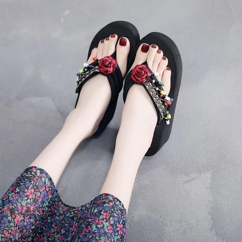 

Summer Slippers Women Bohemia Slides Flip Flops Women Home Slippers 2019 Wedges Women Sandals Beach Shoes