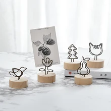Creative DIY Round Wooden Iron Photo Clip Memo Name Notes Card Pendant Furnishing Articles Picture Frame Desk Decoration Gift