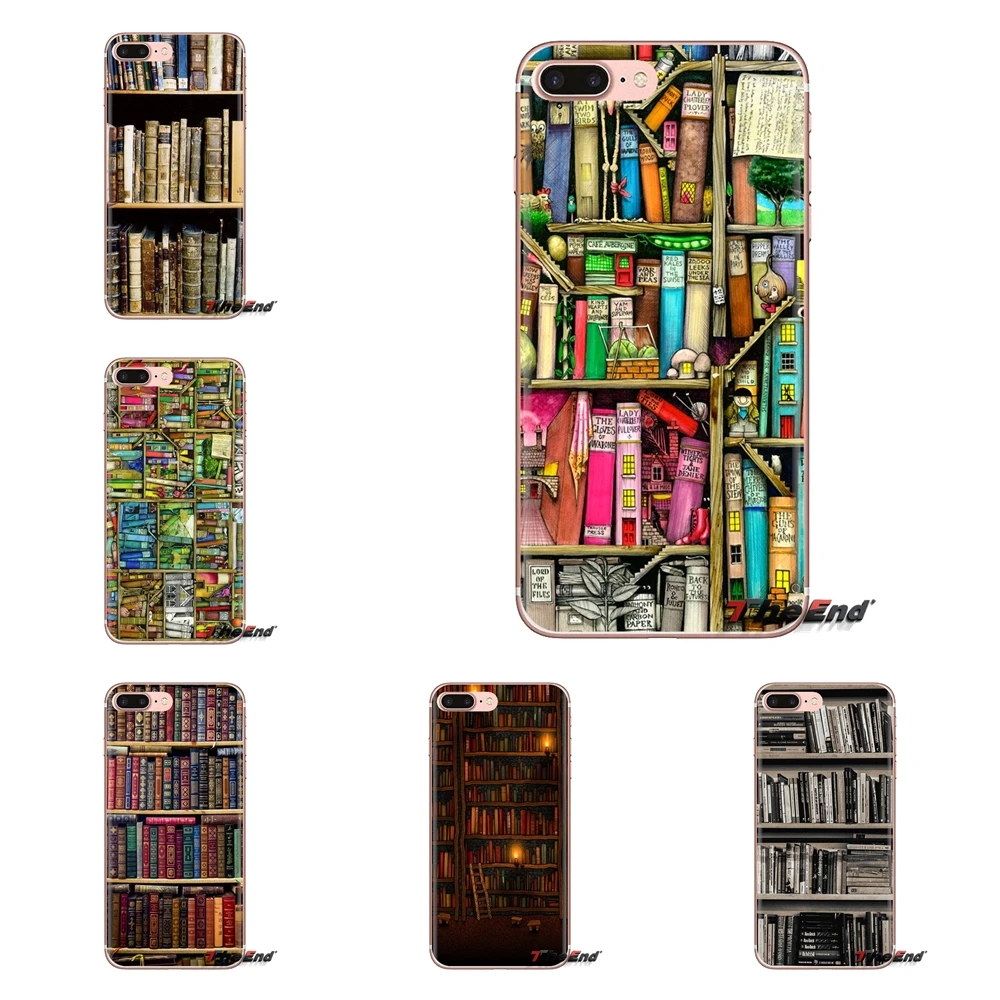 

For Huawei Nova 2 3 2i 3i Y6 Y7 Y9 Prime Pro GR3 GR5 2017 2018 2019 Y5II Y6II Silicone Covers Retro Book Shelf Bookshelf Library