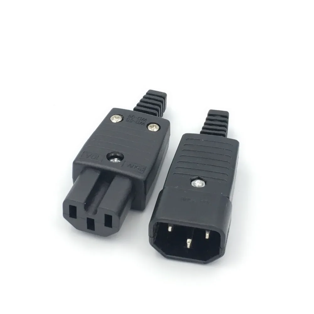 

1Set 220V AC power jack&plug terminal 3pin AC/DC plug power Electronic connector wire connector male to female