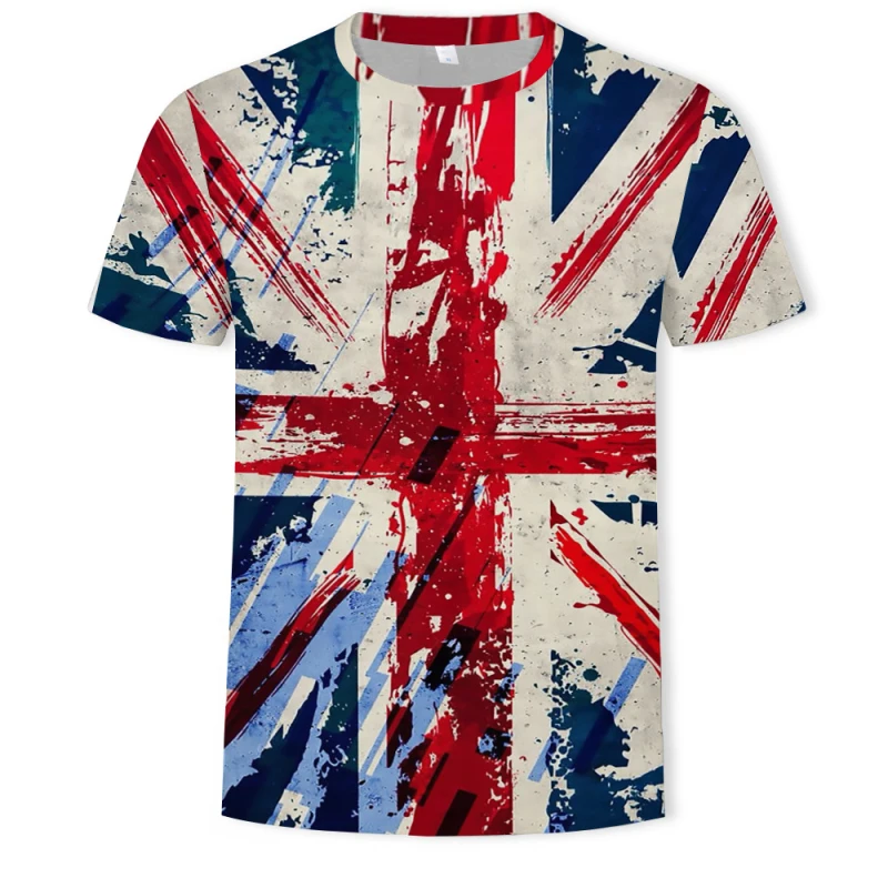 

2019 Men Retro 3d Short Sleeve T Shirt Summer Thin British style