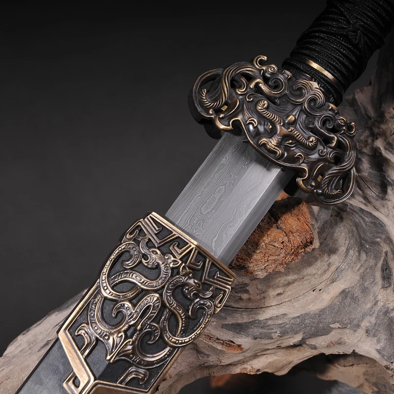 

H-quality Chinese Sword Fully Handmade Home Derocaton Damascus Folded Steel Full Tang Blade Collecation Sword Chinese Knife