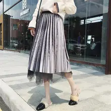 Женская одежда Новое поступление женские весна-осень гофрированный с сеткой бюст юбки для девочек Реверсивный Последняя мода расширения юбка