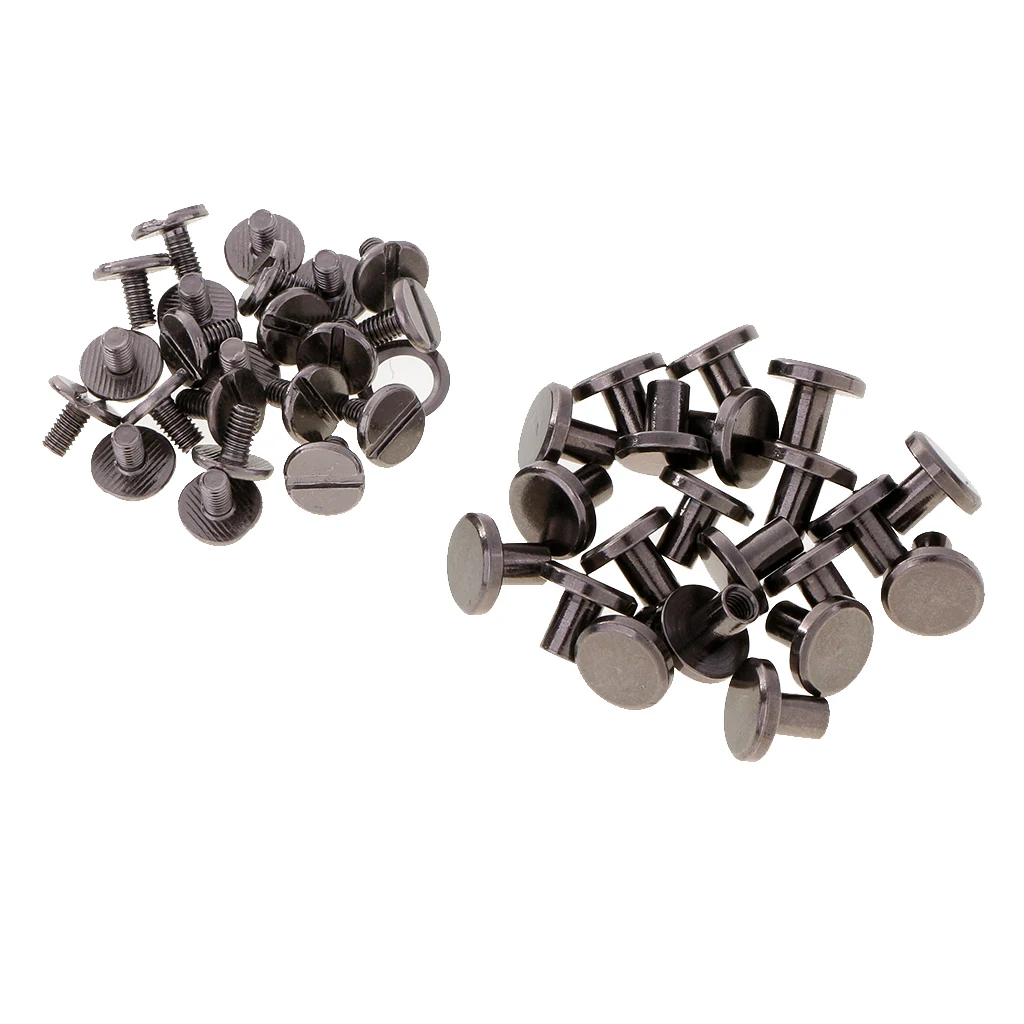 20 Sets Round Head Stud Screw Leather Craft Accessories Nail Rivet Button Decoration Grey Black