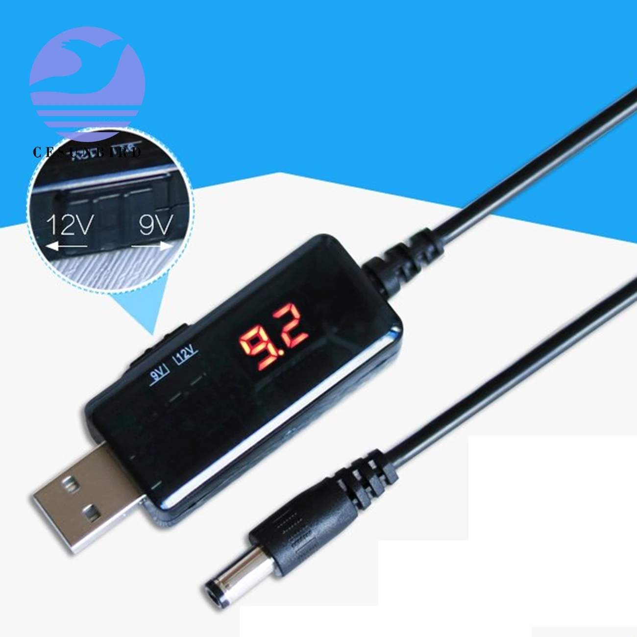 USB повышающий преобразователь постоянного тока от 5 В до 9 в 12 В USB повышающий преобразователь кабель + соединитель 3,5x1,35 мм для источника питания/зарядного устройства/преобразователя питания - изображение