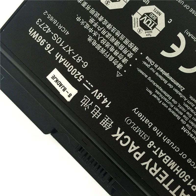 P150HMBAT 8 6 87 X710S 4273 батарея для Sager NP8278 Clevo P150 P170EM HASEE K670E i7 D1 S NP8298 NP9130 NP|Аккумуляторы