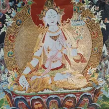 Шелковая религиозная Белая Тара в таньке портрет Непала, Тибета, Китая