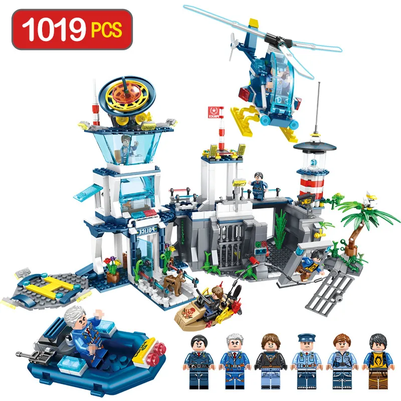 

Maritime Police Station Command LegoINGLY Yacht Character Blocks Building Bricks Enlightening Fun for Children Gift