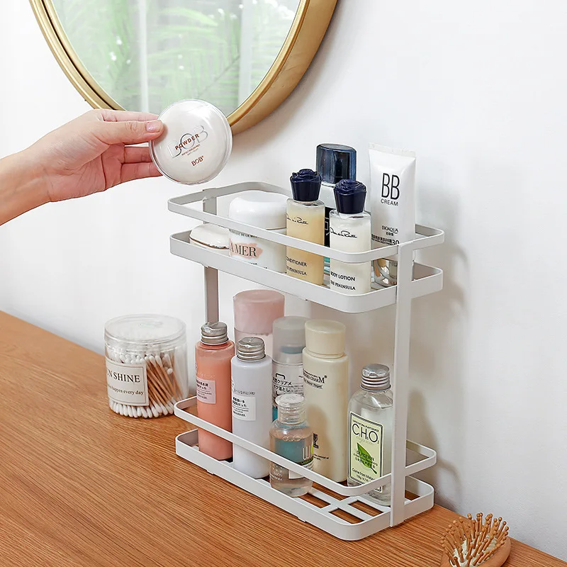  Iron Art Makeup Organizer Two-Layers Box Cosmetic Organizer Makeup Box Makeup Storage rack Bathroom