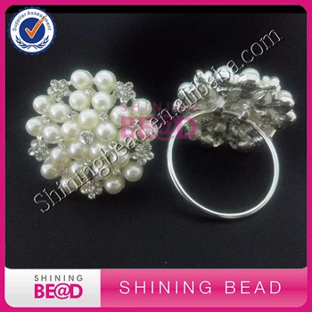 

50 pcs/lot +Fashion Bling Diamond Silver Rhinestone Pearl Beaded Flower Rattan Napkin Ring For Wedding ,Party,Holiday,Dinner Tab