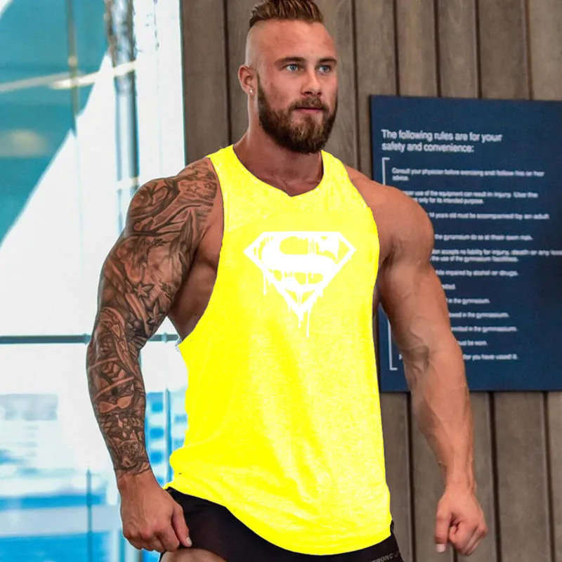 Новое поступление для бодибилдинга tanktop Superman Gym рубашка без рукавов Мужская майка для фитнеса Спортивная тренировочная майка для бега - Цвет: 15