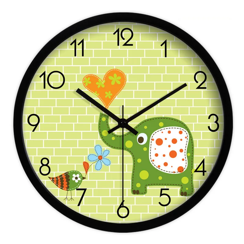 Cartoon Cute Little Elephant Children Room Wall Clock Mute Wall Clock