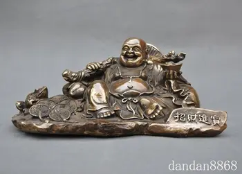 

christmas old chinese buddhism bronze wealth money coin gold toad Maitreya Buddha statue halloween