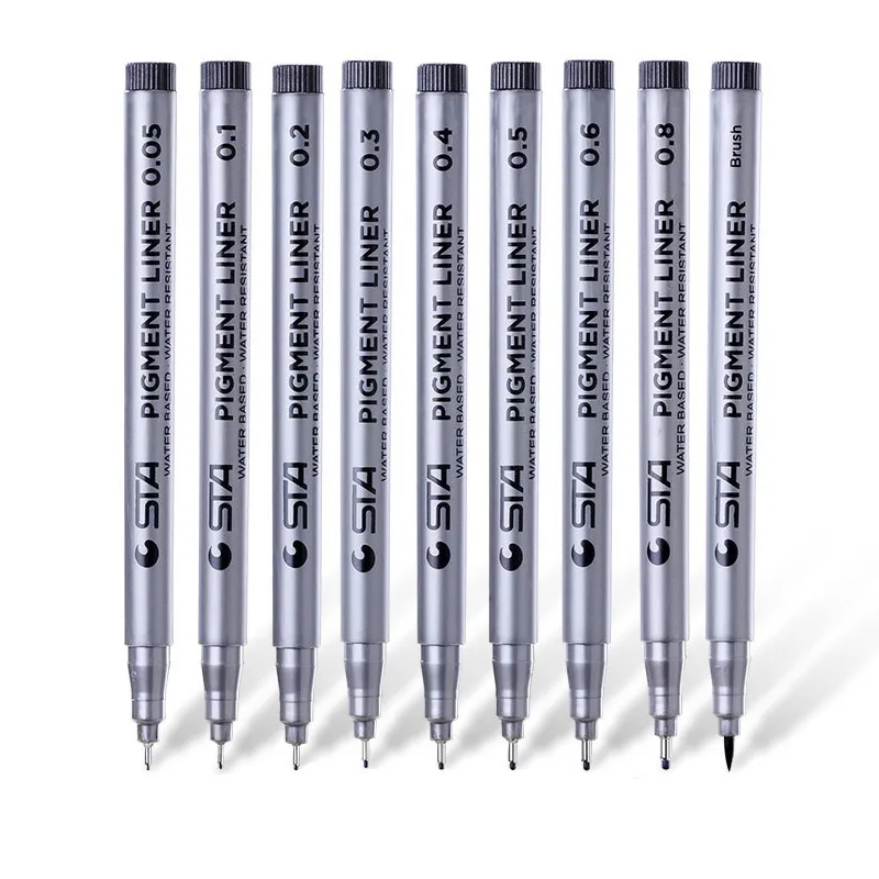 

Multi Size Sketch Markers Art Marker Pen Ink Black Pigment Liner Triangular Water Based Brush for Drawing Painting Hand writing