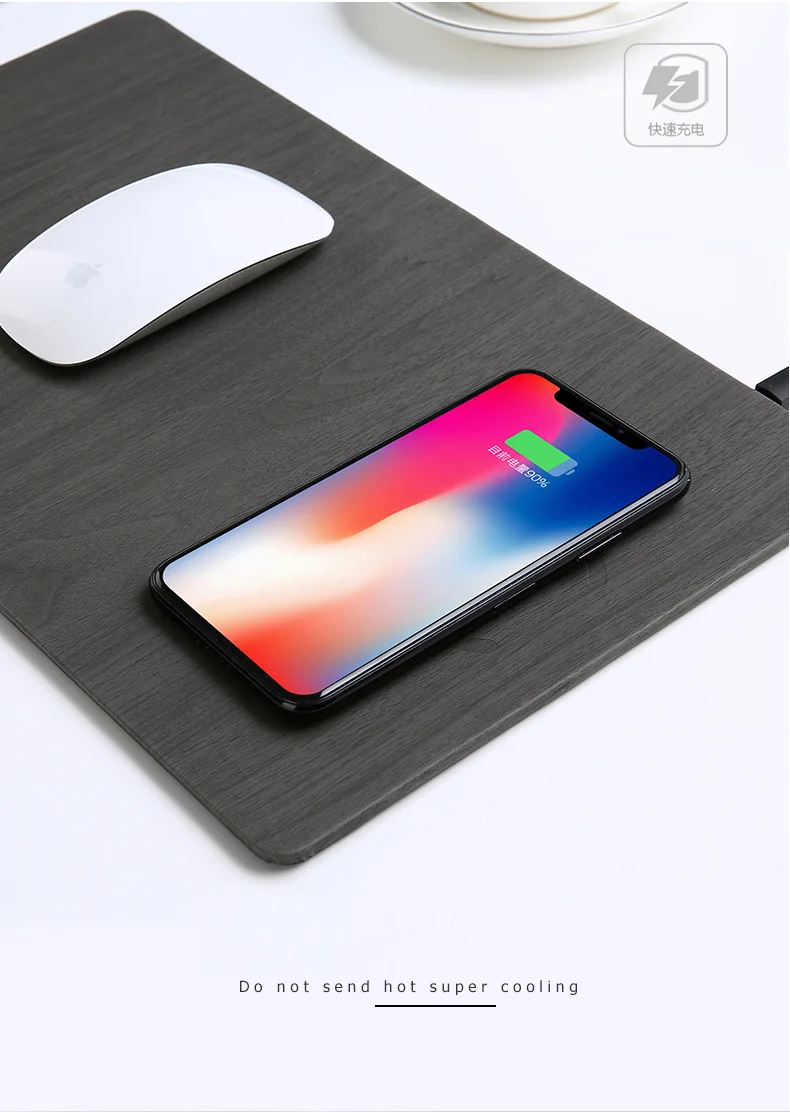 Fast Wireless MousePad Charger,2 in 1 Mouse PadMat Wood With Wireless Charger for iPhone X 8 7 Samsung Note 8S9S8 Qi Charger (4)