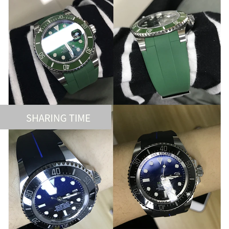 20mm 21mm High Quality Rubber Silicone Watch Strap Camouflage Black Watchband for Role DEEPSEA Daytona Submariner GMT Bracelet