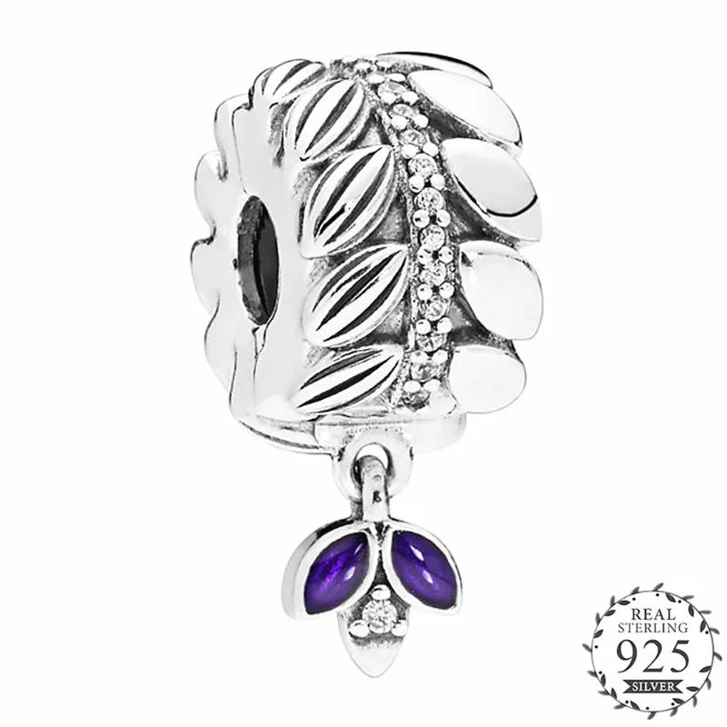 

2018 Autumn Grains of Energy Clip Charm with Clear CZ & Purple Enamel Beads fits Pandora Bracelets Silver 925 Original Making.