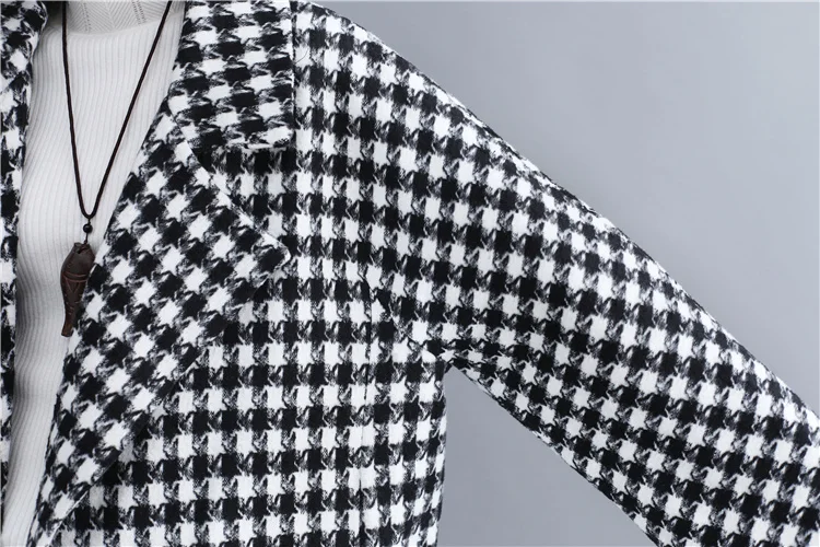 Women Winter Autumn Wool Coats Long Plaid Jackets Outwear Clothing Female Coats And Wool Jackets 2018 New Loose Overcoat CH788 (5)
