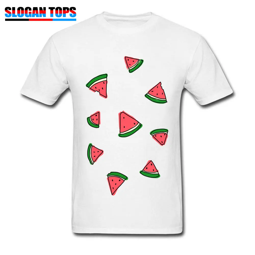 NormalDesign Short Sleeve Tops Shirt Summer/Fall Newest Crew Neck Pure Cotton T Shirt Men T Shirt WATERMELONS  WATERMELONS white