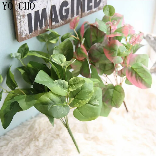 Yo Cho Artificial Plants Succulent Green Ivy Leaves Real Touch Vine Yo Cho Artificial Plants Succulent Green Ivy Leaves Real Touch Vine Silk Fake Home Wedding Decoration Palm Tree