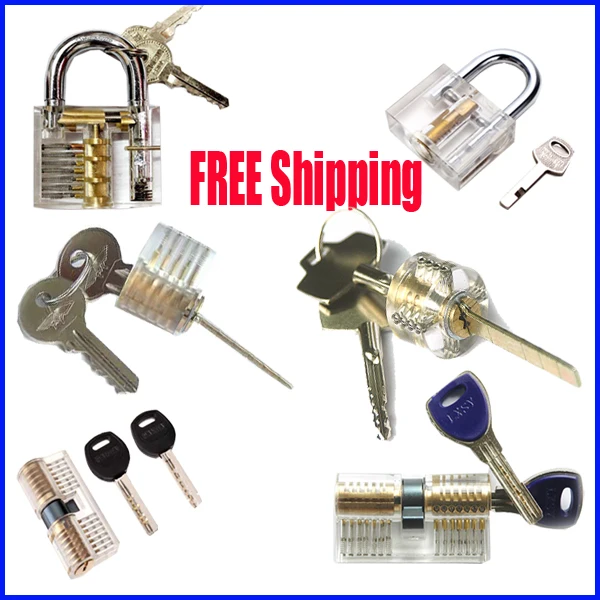 6pcs/lot Free shipping wholesale transparent practice lock set training