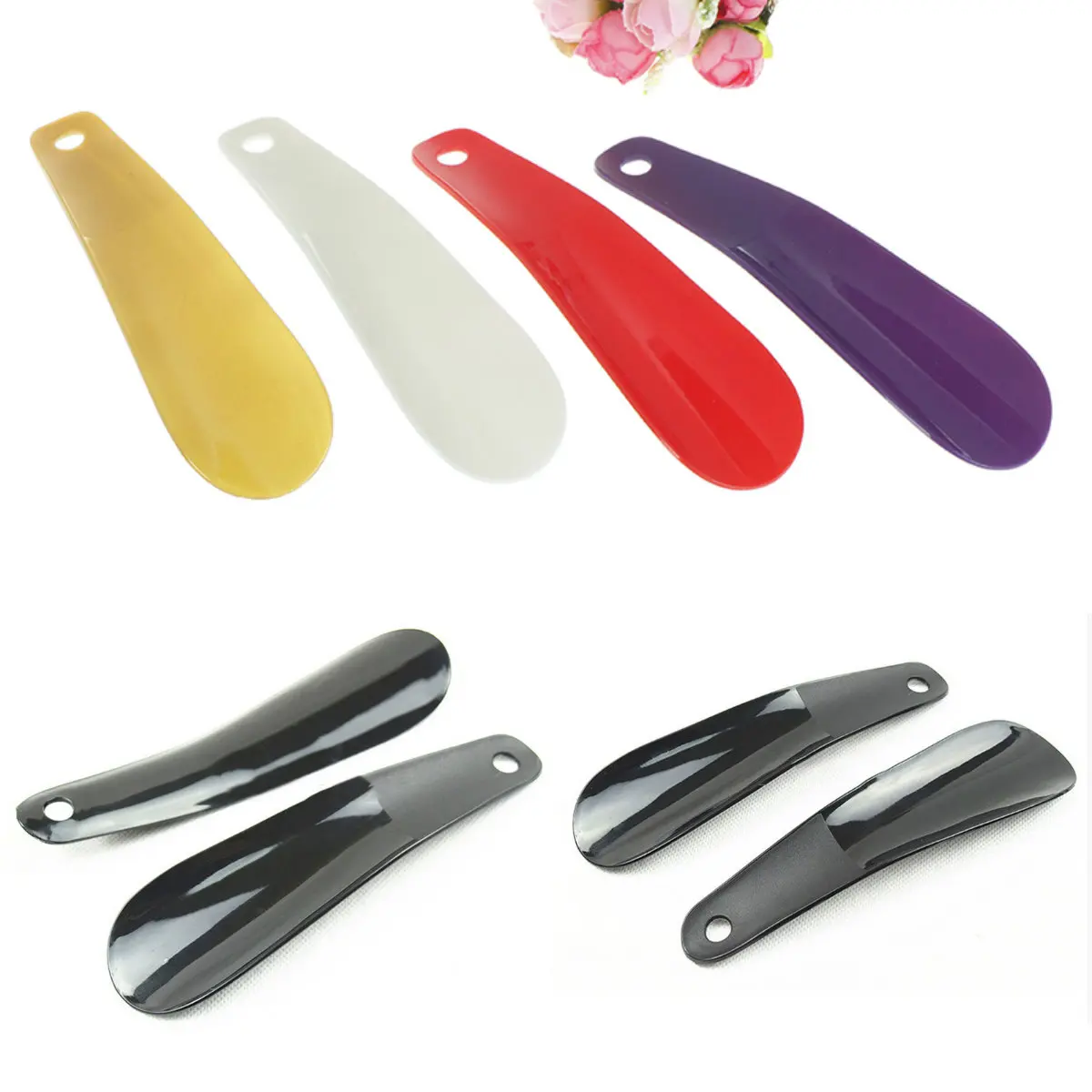 16cm Shoe Horns Professional Black Plastick Shoe Horn Spoon Shape Shoehorn Shoe Lifter Flexible Sturdy Slip 5Colors 1pcs professional durable stainless steel shoe horns easy handle shoe horn spoon shoehorn shoe lifter tool feet tool