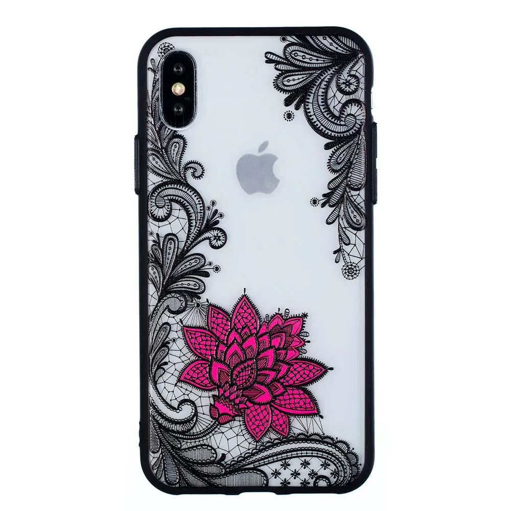 B-JONSNOW Floral Case for Apple iPhone 7 6 S 6S 8 Plus X Emboss Rose Lace Fashion Phone Protective Back Cover for iPhone 5 5S SE