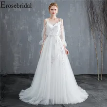 Erosebridal Новое поступление летнее свадебное платье Кружевное Свадебное Платье Иллюзия невесты платье v-образным вырезом женское платье vestido de noiva