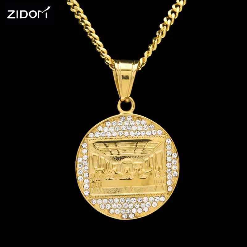 Stainless Steel gold color hip hop The Last Supper shape