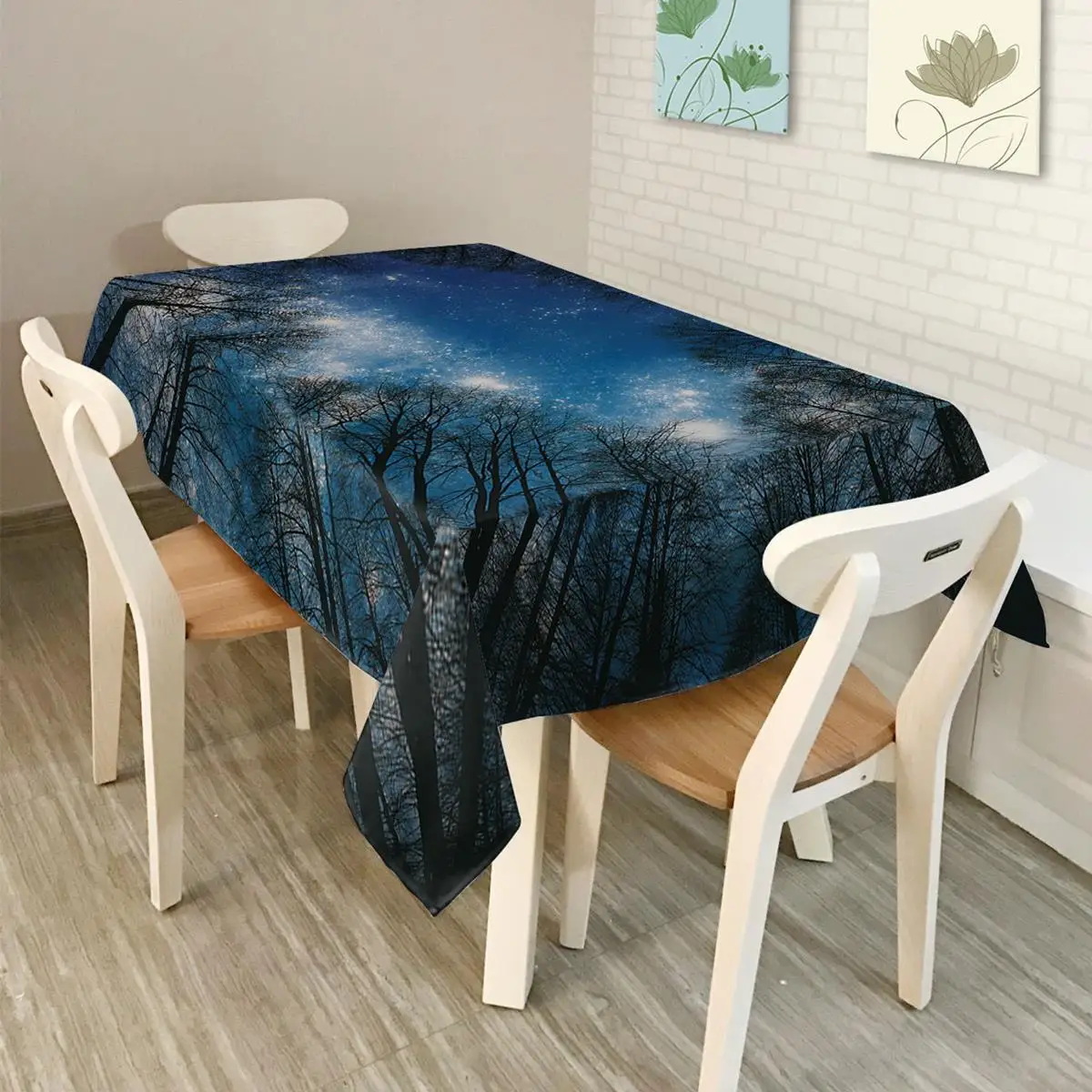 Waterproof Oilproof Square Cover Lilac Bouquet Vinyl Tablecloth Party Table Cloth Starry Sky Digital Cover For Kitchen Table