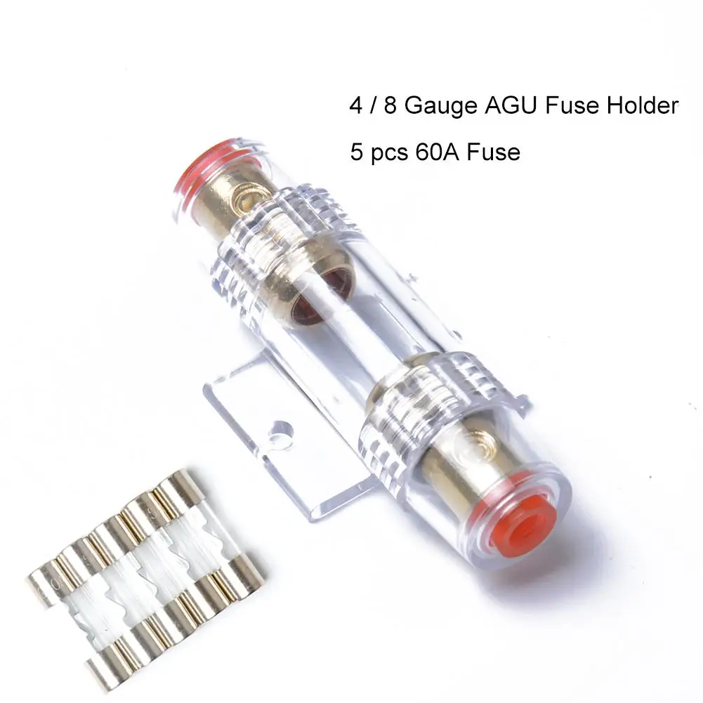 AGU Inline Car Audio 60A Fuse Holder Power Cable Amp Amplifiers