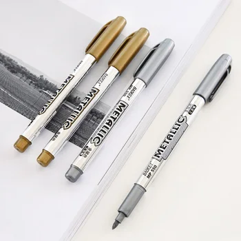 

36 pcs/Lot Permanent color marker pen Gold Silver metallic craftwork pens Signature on CD Febric leather metal ceramic DB931