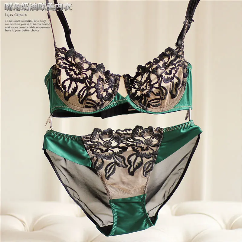  Sexy Lingerie Sets Women Everyday Bra Set Lace Embroidery Underwear Adjustable Unlined Push Up Wome