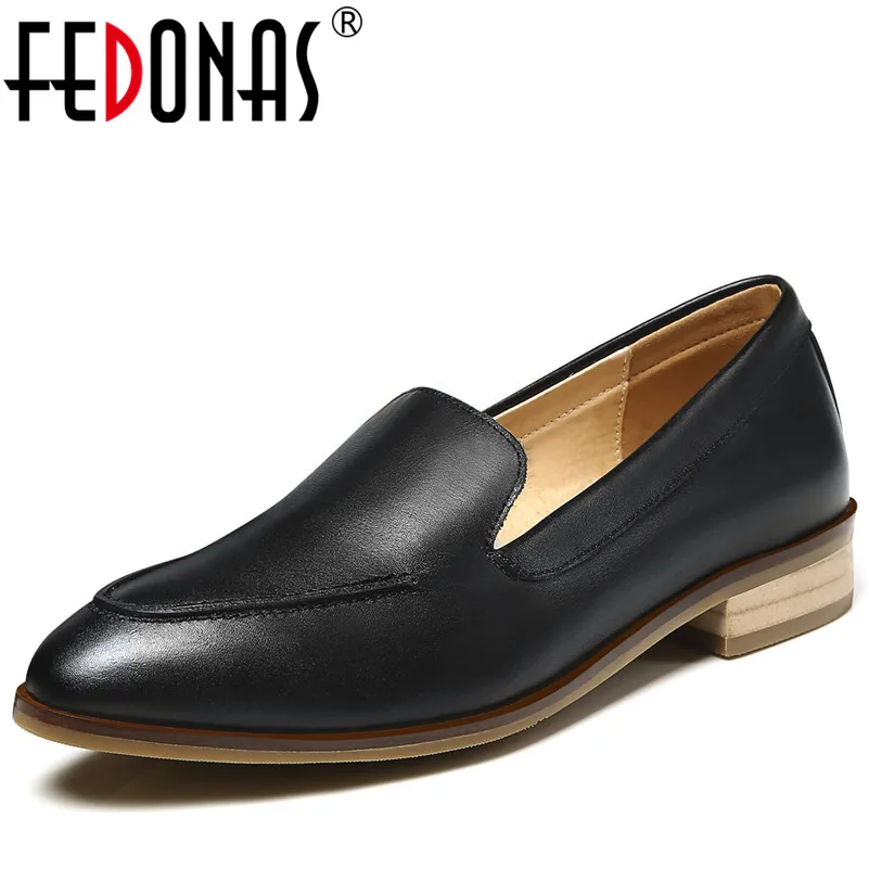 

FEDONAS 2018 Quality Spring Autumn Women Oxford Shoes Flats Shoes Women Genuine Leather Boat Shoes Round Toe Flats Moccasins